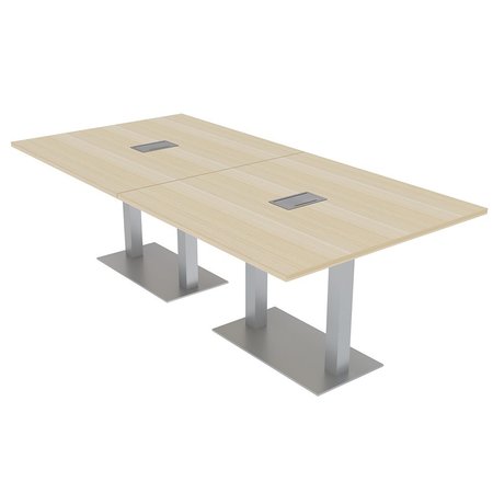 SKUTCHI DESIGNS 4X8 Rectangular Conference Table with Power And Data, 8 Person Meeting Table, Maple HAR-REC-48x95-DOU-ELEC-XD08